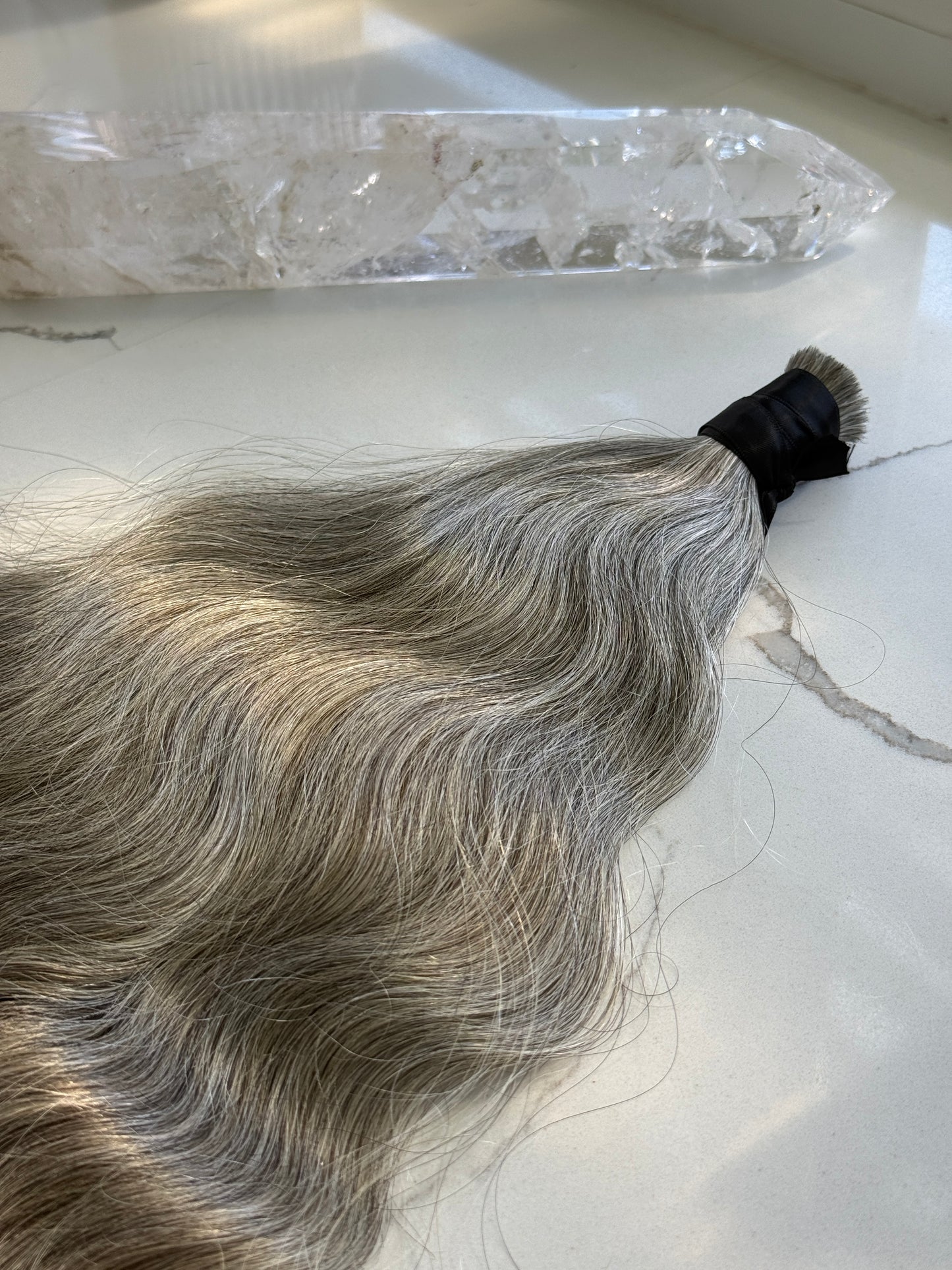 Warm Grey Virgin Ponytail | 110g – 20in