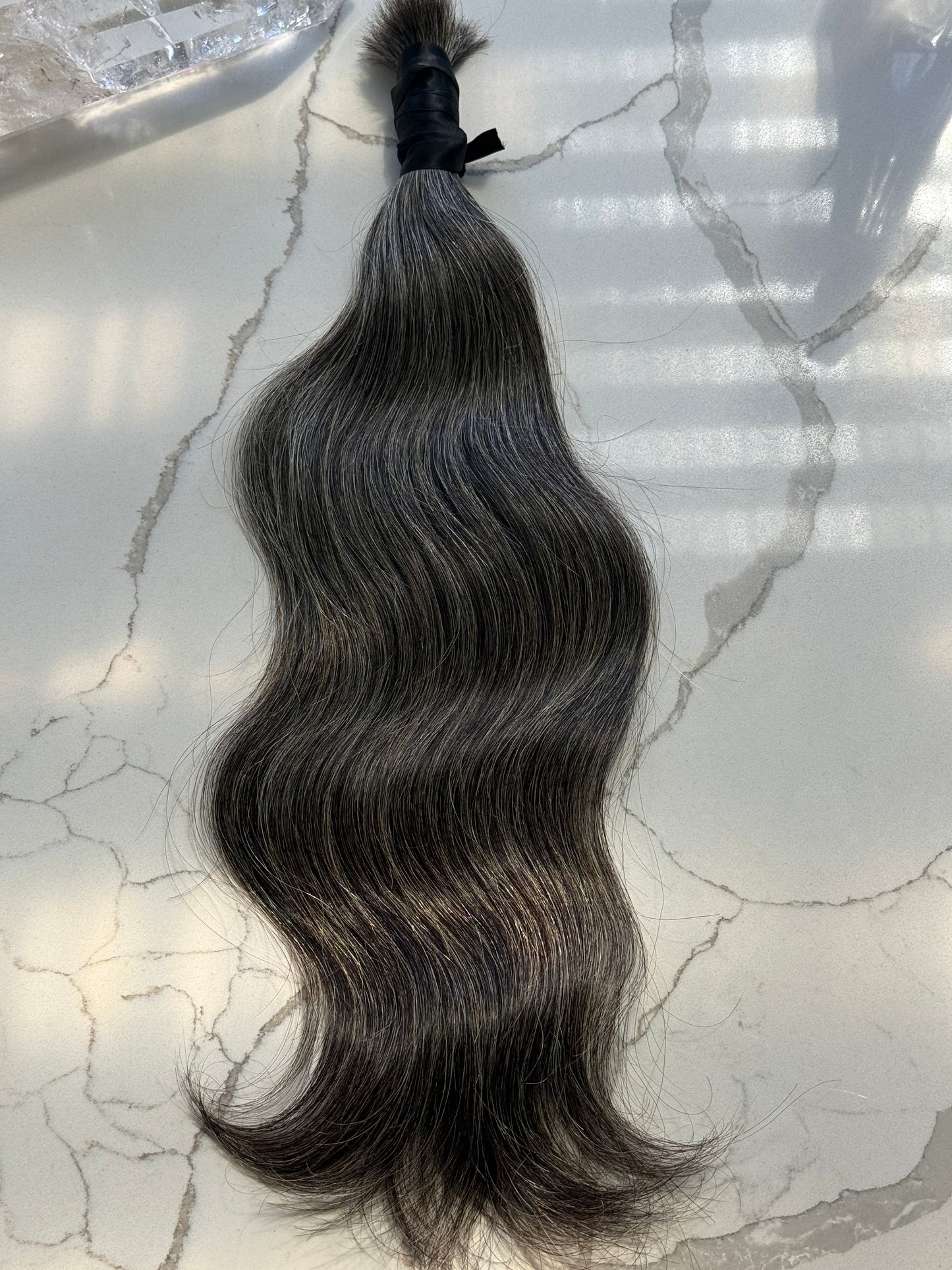#105 Dark Graphite Virgin Grey Ponytail | 20” | 104g