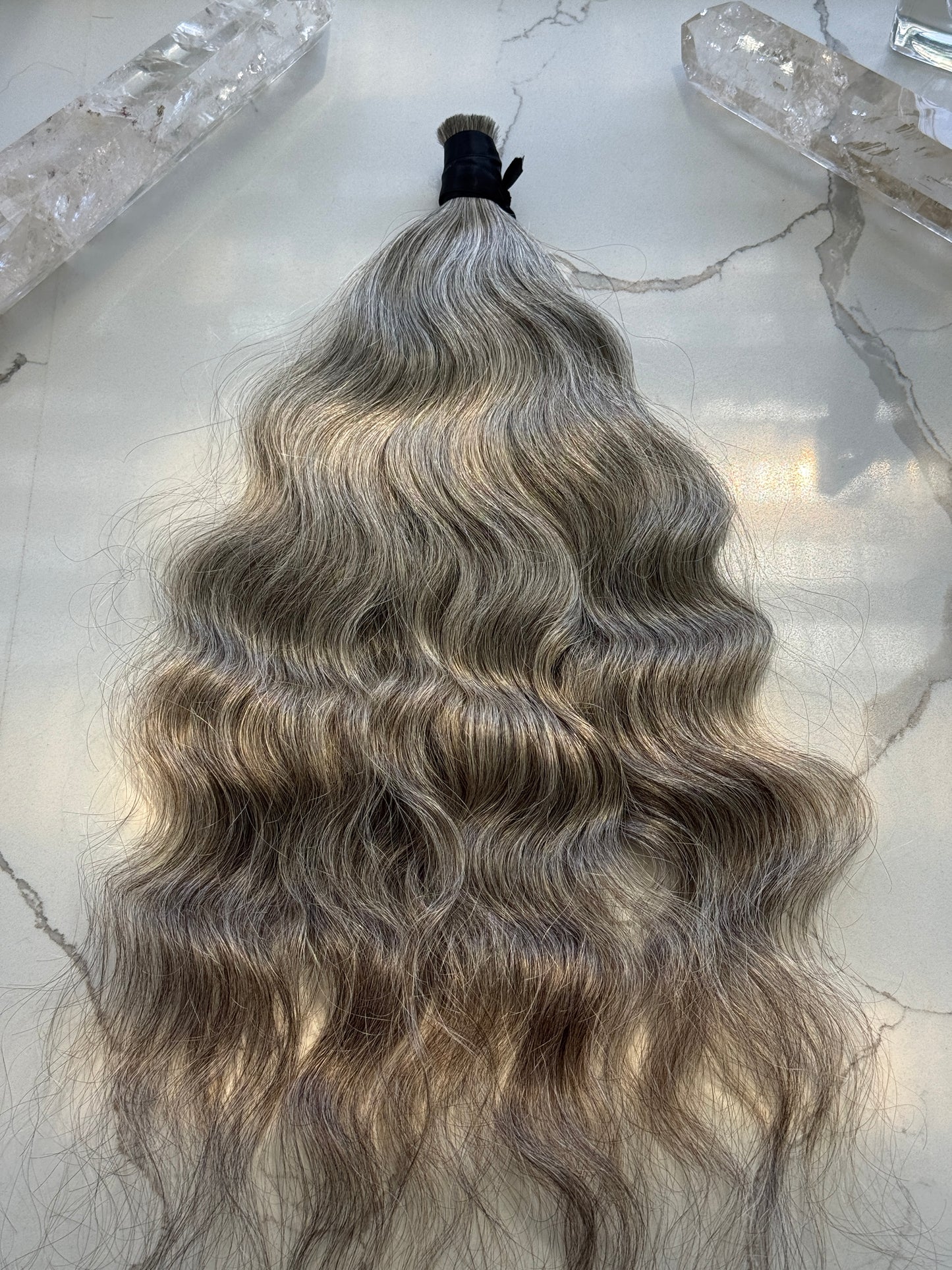 Warm Grey Virgin Ponytail | 110g – 20in