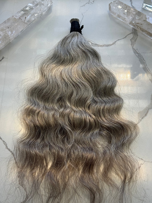 Warm Grey Virgin Ponytail | 110g – 20in