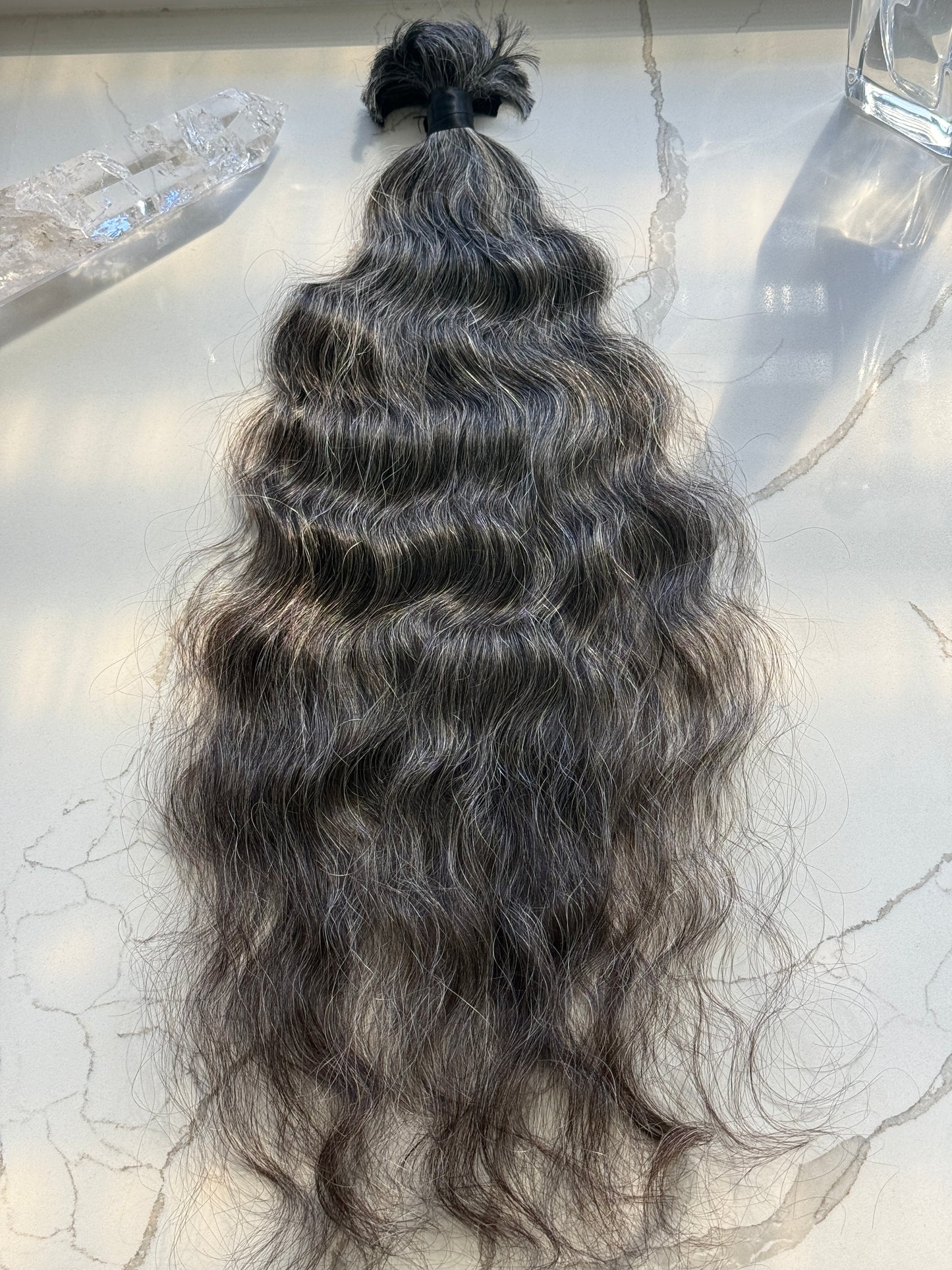 #103 Dark Wavy Virgin Single Donor Ponytail | 25” | 123g