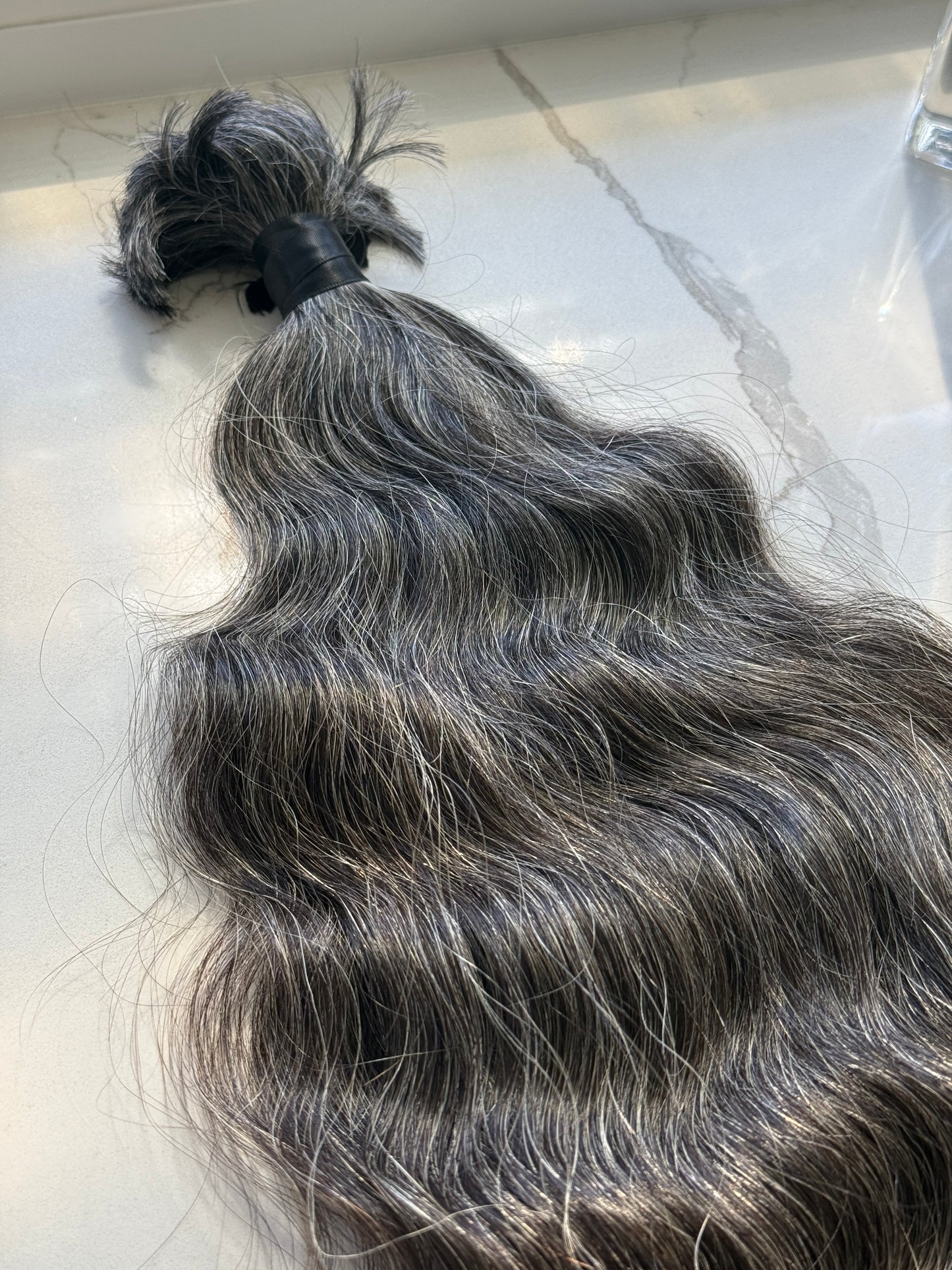 #103 Dark Wavy Virgin Single Donor Ponytail | 25” | 123g