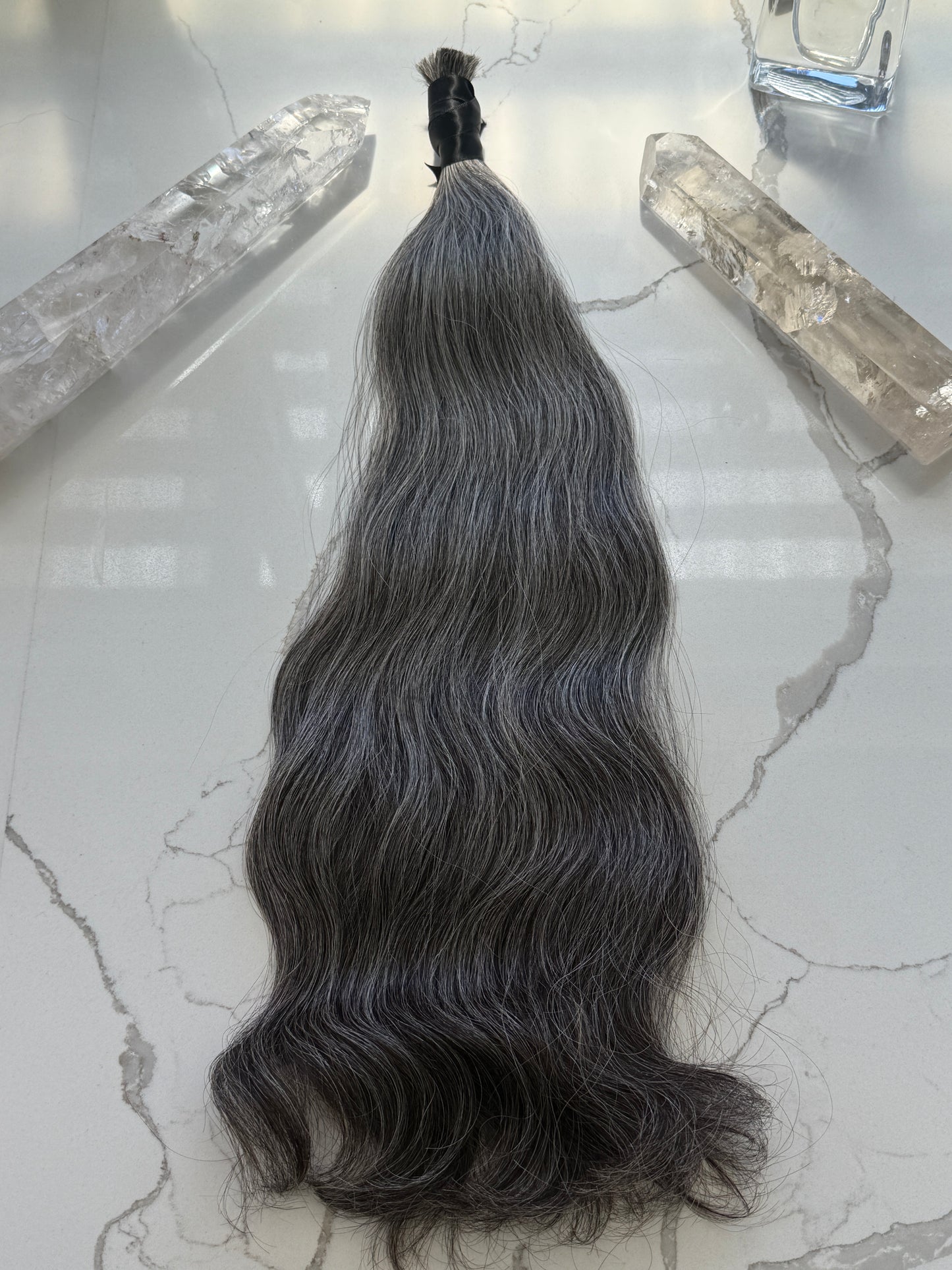 Medium Grey Virgin Ponytail | 22in–110g